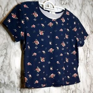 Ardene Navy Floral Crop Top size S